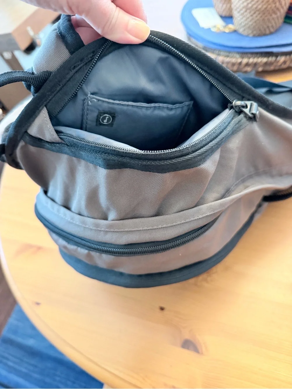 Nike Men's Gray and Black Backpack with Multiple Compartments
